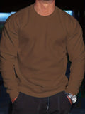 kkboxly  Crew Neck Cotton Sweatshirt Pullover For Men Warm Solid Color Sweatshirts Winter Long Sleeve Tops
