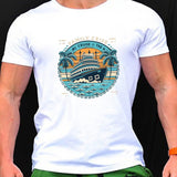 kkboxly kkboxly Comic Cruise Pattern Men's Casual Short Sleeve Crew Neck T-shirt, Summer Holiday