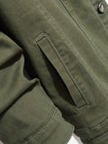 kkboxly  Flap Pocket Contrast Stitching Denim Jacket, Men's Casual Lapel Button Up Jacket For Spring Fall
