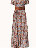 Kkboxly  Paisley Print V Neck Dress, Boho Casual Short Sleeve Dress For Spring & Summer, Women's Clothing