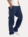 kkboxly  Trendy Solid Cargo Pants, Men's Multi Flap Pocket Trousers, Loose Casual Outdoor Pants, Men's Work Pants Outdoors Streetwear Hip Hop Style