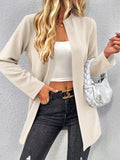 kkboxly  Plus Size Casual Coat, Women's Plus Plain Solid Long Sleeve Open Front Outwear Coat