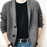 2025 kkboxly  Men's Casual Shawl Collar Cardigan Sweater, Long Sleeve Button Down Cardigan Lightweight Open Front V Neck Sweater