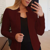 kkboxly  Solid Open Front Blazer, Casual Long Sleeve Blazer For Office & Work, Women's Clothing