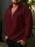 kkboxly  Men's Sweatshirt Pullover For Men Solid Zipper Collar Sweatshirts For Winter Fall Long Sleeve Tops