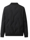kkboxly  Men's Solid Padded Jacket, Men Casual Padded Coat Windbreaker Zipper Pocket Crew Collar For Men Winter