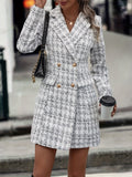 kkboxly  Double Breasted Lapel Pea Coat, Elegant Long Sleeve Open Front Outerwear, Women's Clothing
