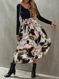 Geo Print Splicing Dress, Elegant V Neck Long Sleeve Dress, Women's Clothing