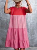 kkboxly Women's Summer Dress: Color Block Ruffle Sleeve Mini Dress - Look Flawless & Feel Fabulous!