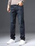 kkboxly  Men's Casual Regular Straight Leg Pants, Chic Semi-formal Jeans For Business