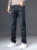 kkboxly  Men's Casual Regular Straight Leg Pants, Chic Semi-formal Jeans For Business