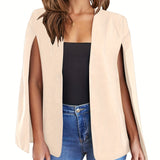 Solid Split Sleeve Blazer Jacket, Casual Open Front Cape Outerwear, Women's Clothing