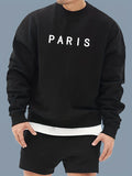 kkboxly  PARIS Print Warm Thick Sweatshirt, Men's Casual Graphic Design Slightly Stretch Crew Neck Pullover Sweatshirt For Autumn Winter
