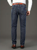 Men's Classic Vintage Solid Jeans, Slightly Stretch Comfy Casual Pants For Men's Outdoor Wearing
