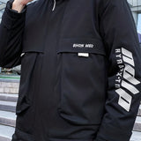 kkboxly  Warm Big Pocket Hooded Jacket, Men's Casual Solid Color Zip Up Cotton Padded Jacket For Fall Winter Outdoor