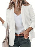 kkboxly  Shawl Collar Open Front Blazer, Casual Long Sleeve Blazer For Office & Work, Women's Clothing