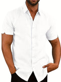 kkboxly  Classic Solid Color Men's Casual Short Sleeve Shirt, Men's Shirt For Summer Vacation Resort