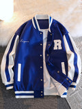 kkboxly  Color Block Varsity Jacket, Men's Casual Baseball Jacket Coat Regular Fit College Hipster Windbreaker For Winter Autumn