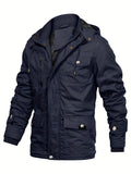 Men's Hooded Military Tactical Jacket Windproof Fleece Coat