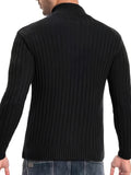 Plus Size Men's Solid Textured Sweater Slim Fit Knit Tops, Men's Clothing Band Collar Cardigan For Spring Fall Winter
