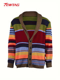 kkboxly kkboxly  Elegant Retro High Stretch Cardigan, Men's Casual Vintage Style V Neck Button Up Cardigan Coat For Fall Winter