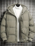 kkboxly  Men's Casual Warm Hooded Coat, Zip Up Puffer Coat Padded Jacket For Fall Winter