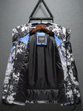Men's Warm Winter Hooded Jacket, Casual Mountain Pattern Cotton Padded Coat For Outdoor Activities