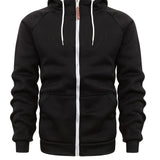 kkboxly  Men's Casual Zip Up Hoodie, Color Block Hooded Jacket For Sports
