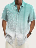 kkboxly  Plus Size Men's Gradient Floral Hawaiian Button Up Shirt, Fashion Comfy Top For Vacation/beach/leisurewear