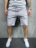 kkboxly Mens Casual Non Stretch Loose Fit Drawstring Cotton Cargo Shorts With Pockets, Male Clothes For Summer