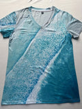 kkboxly  All Over Print V Neck T-Shirt, Casual Short Sleeve Top For Spring & Summer, Women's Clothing