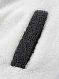 kkboxly  Warm Plush Fleece Jacket, Men's Casual Color Block Stand Collar Jacket Coat For Fall Winter