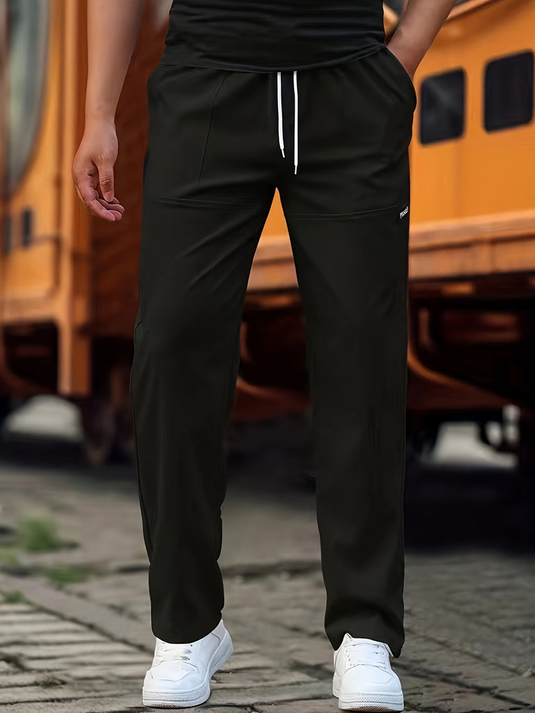 kkboxly  Men's Casual Straight Leg Joggers, Regular Stretch Sports Pants For Spring Summer