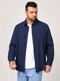 kkboxly  Plus Size Men's Polka Dot Shirt Long Sleeve Classic Lapel Shirt Work Tops For Big And Tall Men Daily Business Outfit