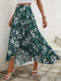 2025 kkboxly  Floral Print Knotted Skirts, Elegant High Waist Summer Maxi Skirts, Women's Clothing