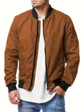 kkboxly  Men's Casual Pocket Bomber Zipper Jacket Large Size Coats