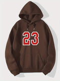 ''58.42cm Print Men's Fleece Hoodie, Comfy Stretch Drawstring Trendy Hooded Pullover