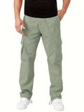 dunnmall  kkboxly  Trendy Solid Cargo Pants, Men's Multi Flap Pocket Trousers, Loose Casual Outdoor Pants, Men's Work Pants Outdoors Streetwear