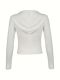 xieyinshe  Solid Color Zipper Outerwear, Sports Casual Jacket With Pockets, Women's Clothing