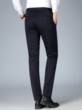 kkboxly Classic Design Dress Pants, Men's Formal Solid Color Slightly Stretch Dress Pants For Spring Summer Business