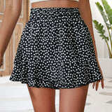 kkboxly  Floral Print Ruffle Hem Shorts, Casual Shorts For Spring & Summer, Women's Clothing