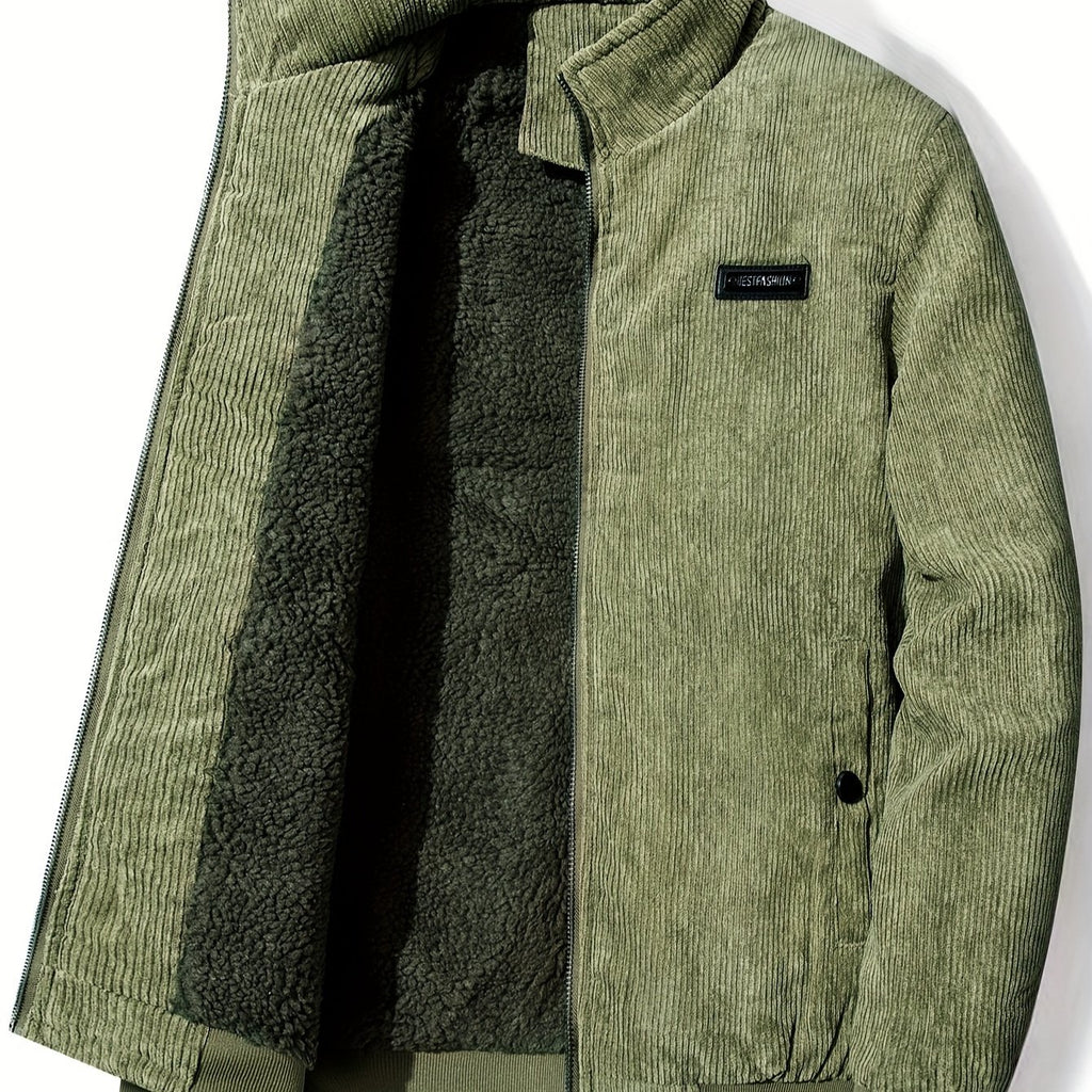 kkboxly  Men's Zip-Up Collar Corduroy Cotton Jacket