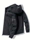 kkboxly  Men's Windbreaker Detachable Hooded Jacket, Zipper Pockets Jackets By Activity For Outdoor Activities