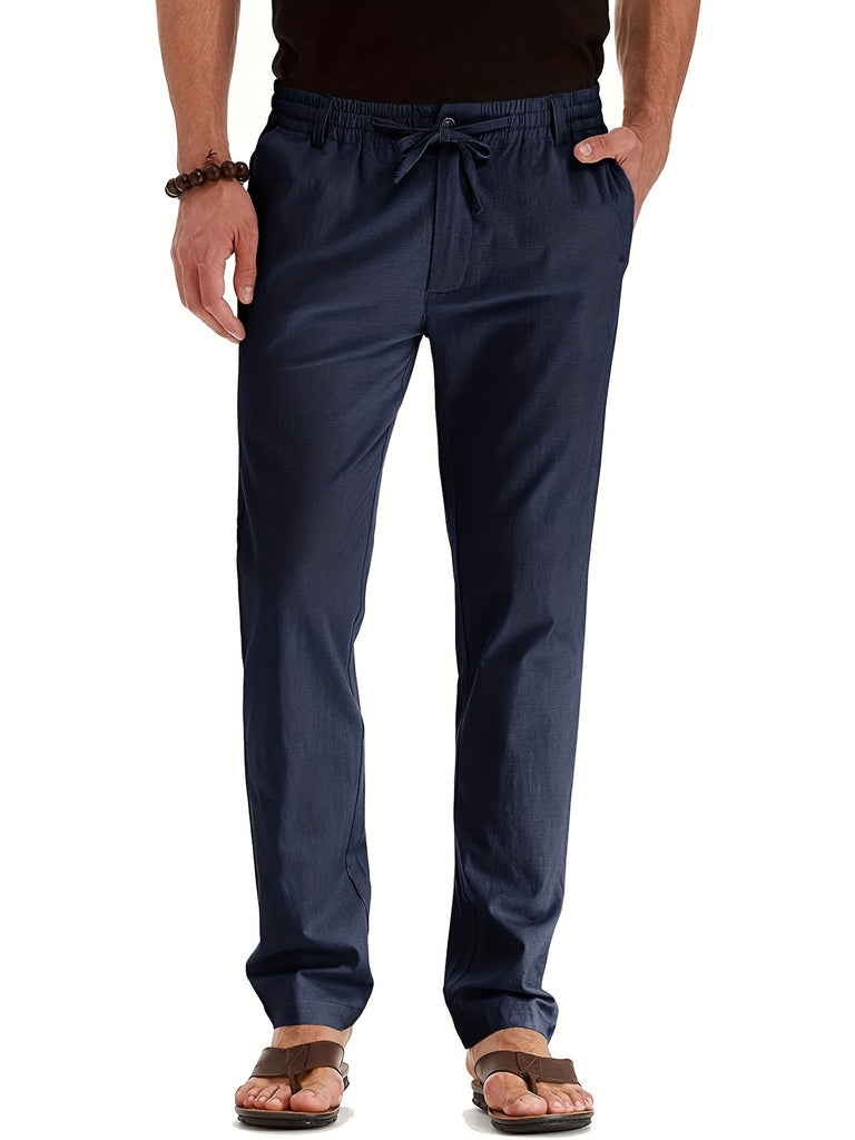 kkboxly  Men's Loose Elastic Waist Solid Color Business Casual Trousers, Men's Outfits