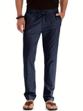2025 kkboxly  Men's Loose Elastic Waist Solid Color Business Casual Trousers, Men's Outfits