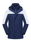 kkboxly  Men's Casual 3 In 1 Outdoor Jacket, Warm Hooded Windbreaker Jacket For Outdoor Hiking Camping