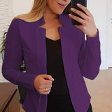 kkboxly  Solid Open Front Blazer, Casual Long Sleeve Blazer For Office & Work, Women's Clothing