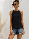 kkboxly  Asymmetric Halter Top, Solid Color Crew Neck Halter Top, Casual Tops For Spring & Summer, Women's Clothing