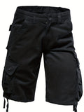 kkboxly  Cotton Comfortable Multi Pocket Cargo Shorts, Men's Casual Elastic Waist Cargo Shorts For Summer Outdoor