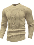 kkboxly  Fashionable Men's Solid Color Knit Sweater Plus Size Male's Pullover Sweater For Autumn And Winter, Leisurewear For Big And Tall Guys